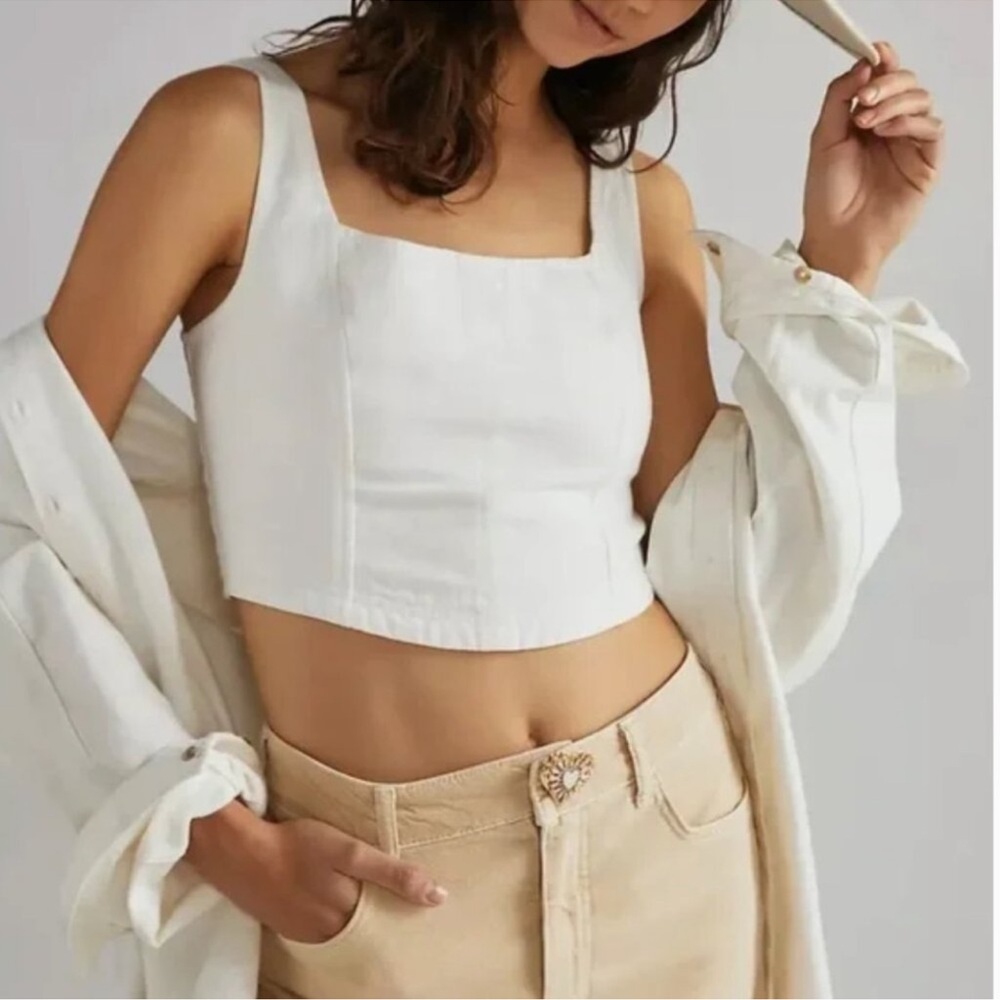 Pilcro Anthropologie Corset White Tank Top